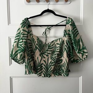 H&M Women’s Cropped Sweetheart Neckline Patterned Top | XXL